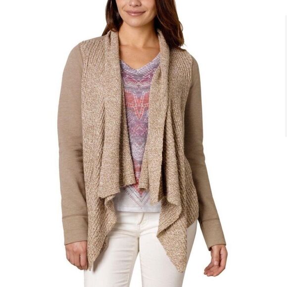 Prana Demure Cardigan Sweater Dark Khaki Beige - Picture 7 of 9